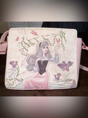 Sleeping Beauty Loungefly Pink Floral Crossbody Bag